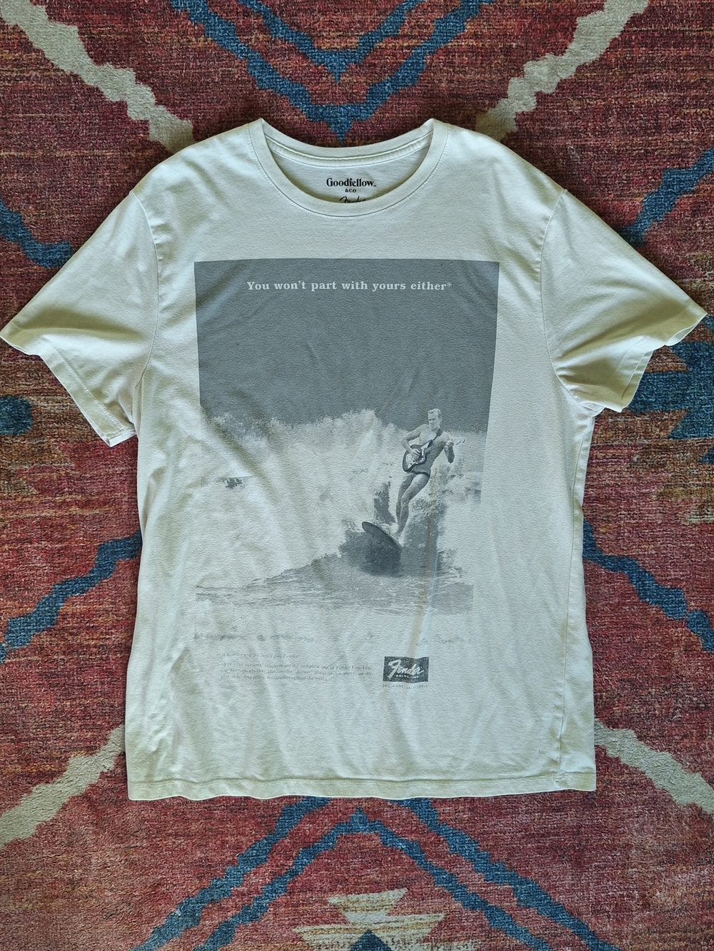 Goodfellow & Co Men's Cream Graphic Tee - Surf Print
